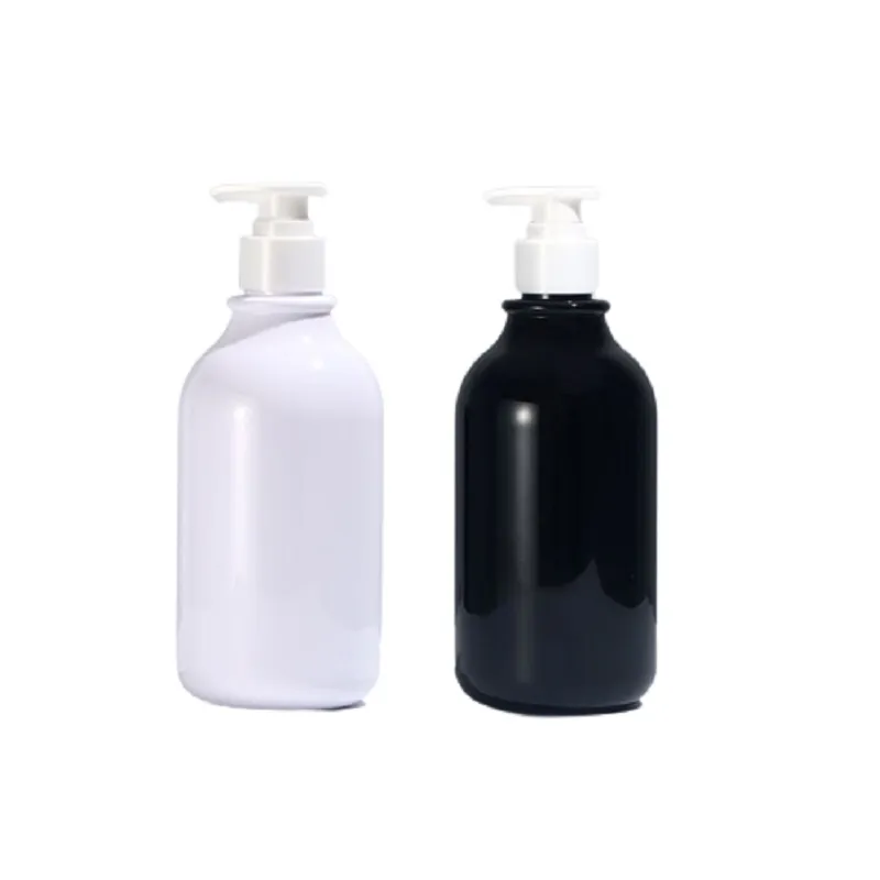 Packing Plastic Shiny Bottle Round Shoulder Pet Four Color Shower Ggel Bottes White Lotion Press Pump Portable Cosmetic Refillable Packaging Container