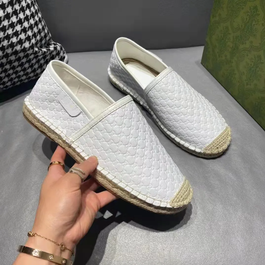 Luxurys varumärke casual män skor espadrilles sommardesigners damer platt strand halv tofflor mode loafers fiskare duk sko38-44