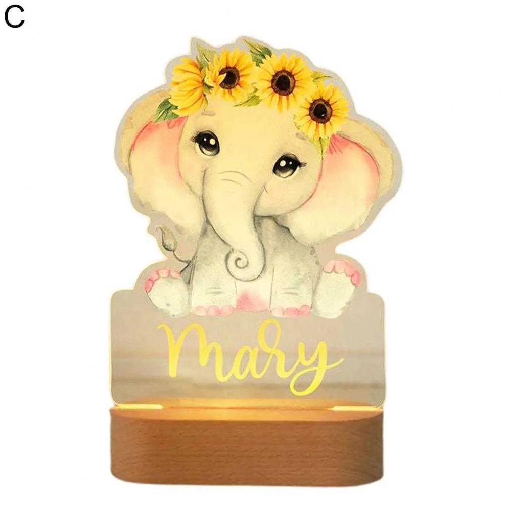 Night Lights Non-Glaring Practical Enhance Atmosphere Elephant Lion Printing Desktop LED Bedside Lamp Desktop Ornament for Household P230325