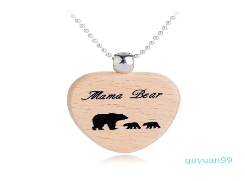 Mama Bear Wood Keychain Necklace Mama Bear Heart Key Rings Mother and Daughter Bears Cubs Heart Charm Wooden Mama Bear Necklaces6984966