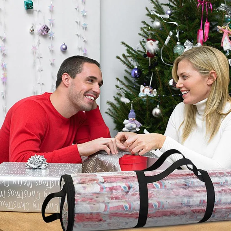 Pvc Wrapping Paper Storage Bag, Christmas Paper Storage Bag