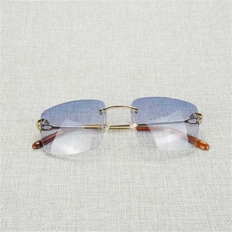 Lunettes de soleil de luxe pour hommes et femmes Vintage sans monture hommes femmes monture en métal lunettes carrées nuances Oculos Gafas accessoires de club en plein air 011BKajia