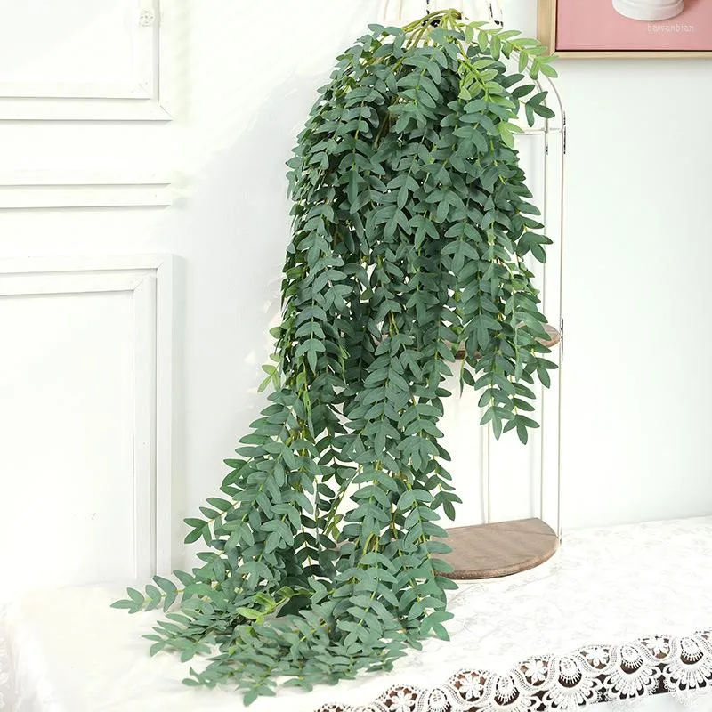 Flores decorativas 3pcs 120 cm de planta verde folhas de hera Fake Artificial Plants Artificial Decoration Wedding Silk Garland Vine Wall Hanging