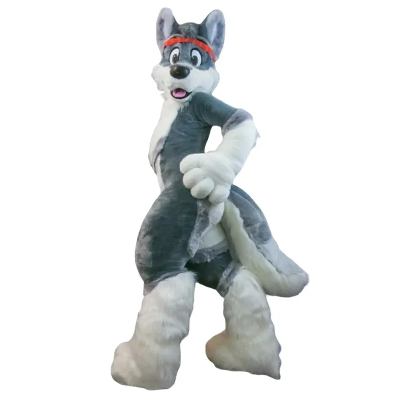 Husky Dog Grey Fursuit Mascotte Abiti pelosi Gioco Fancy Dress Christmas Adult Size Birthday Suit per adulto