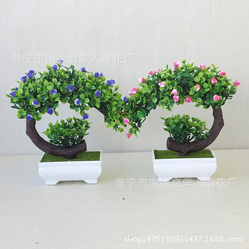 装飾的な花1PC人工植物鉢植え盆栽装飾品ホームエルガーデンコーヒーテーブル窓枠バルコニーデコレーションDIY偽クラフト