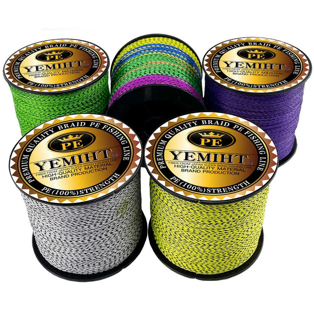 Accessoires de pêche YEMIHT 4 brins Super fort PE tressé ligne de pêche 0.11-0.5mm Multifilament repéré Invisible 300m fil de tresse noir 10LB-80LB P230325