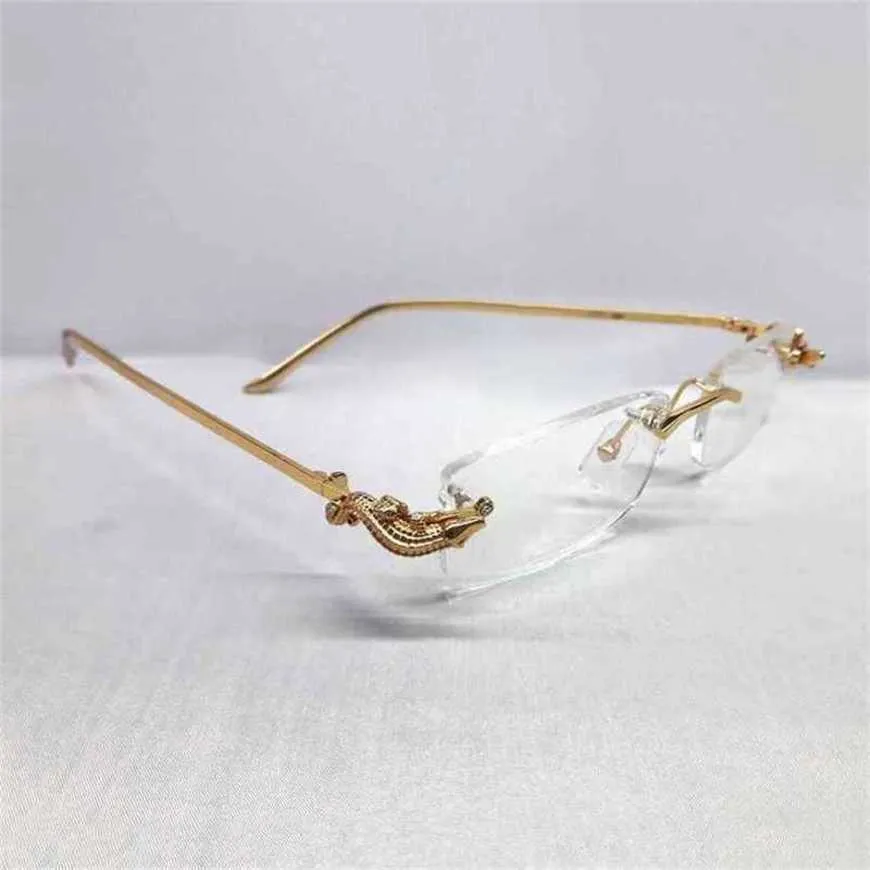 Luxe designer hoogwaardige zonnebril 20% korting op Crocodile Mens Bril Glasses Woman Rimless optisch frame receptkajia