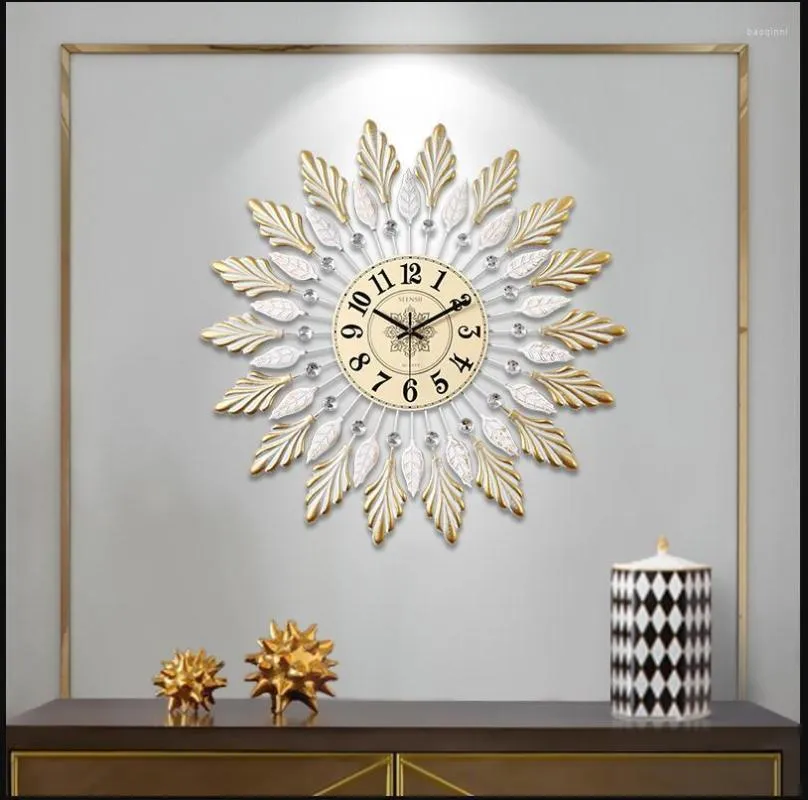 Väggklockor American Creative Wood Metal Home Livingroom Mute Clock Crafts El 3D Stereo Mural Ornaments Decoration Art