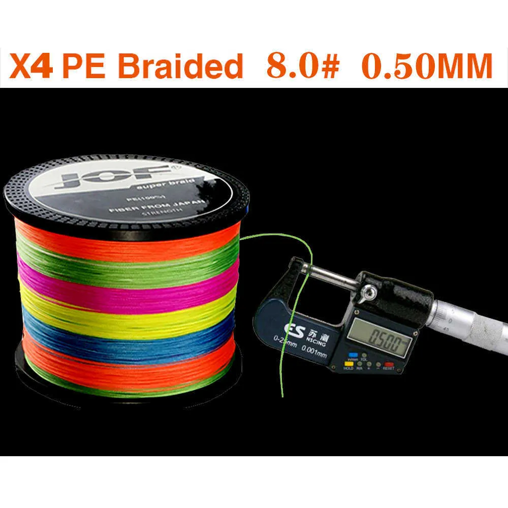 Fishing Accessories JOF 4 Braided Fishing Line Length 1000M 500M 300M  Diameter 0.11mm-0.70mm size 10-120lb Japan PE braided line Floating Line  P230325