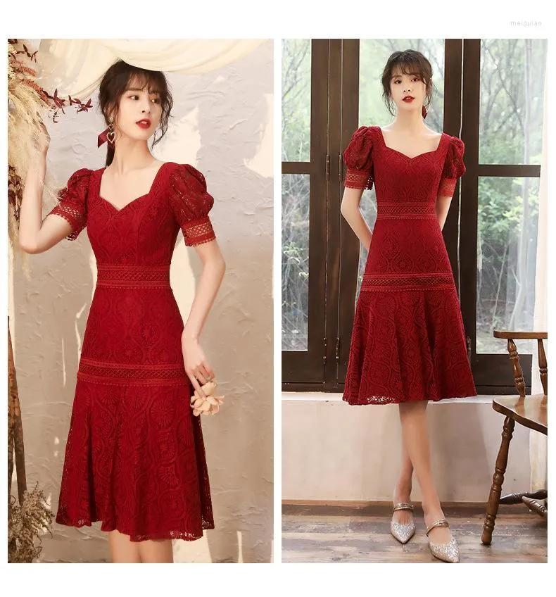 Vêtements ethniques Vintage rouge mariée mariage Qipao longue robe élégante serrée fête de bal Cheongsam Abito Da Sera