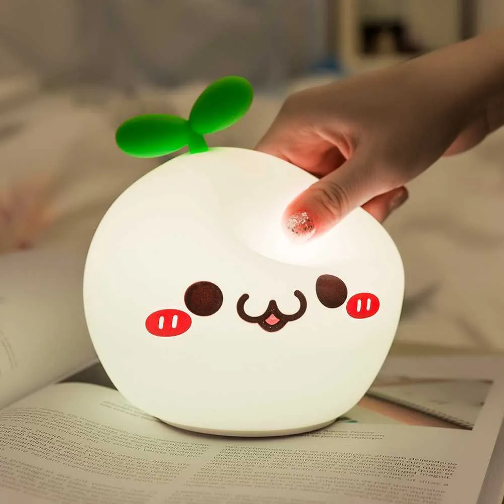 Nachtlichter, Cartoon-weiches Silikon-LED-Nachtlicht, USB-Aufladung, Touch-Sensor, dimmbar, bunte Schreibtischlampe für Kinder, Kinder, Geschenk, 5 V, P230325