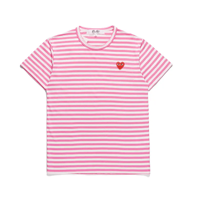 COM T-shirt da uomo CDG Play Des Garcons Camicia a righe ROSSO Cuore rosa Bianco Taglia XL