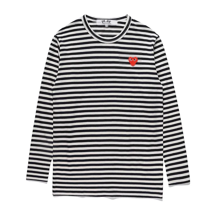 Designer tee mäns t-shirts cdg com des garcons spelar rött hjärta t-shirt randig kungblå/vit långärmad xl kvinnor tee