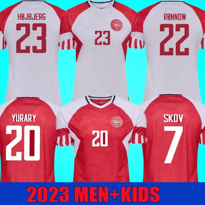 T-shirts hommes 2023 Danemark T-shirt ERIKSEN HOME RED AWAY BLANC 2023 2024 HOJBJERG CHRISTENSEN SKOV OLSEN BRAITHWAITE DOLBERG Chemises de football
