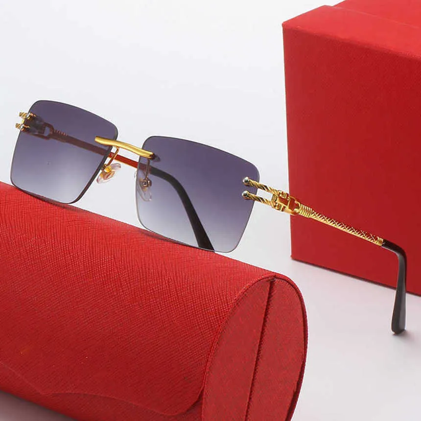 Luxuriöse Designer-Mode-Sonnenbrillen, 20 % Rabatt auf rahmenloses Kartenhaus für Männer und Frauen, modische Persönlichkeit, gebratener Teig, verdrehtes Spiegelbein, Straßenbrille