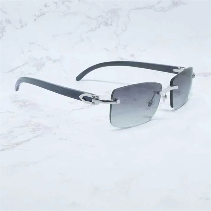 نظارة شمسية فاخرة عالية الجودة 20٪ من بافالو هورن بدون إطار مربع أبيض أسود هواة نظارات gafas