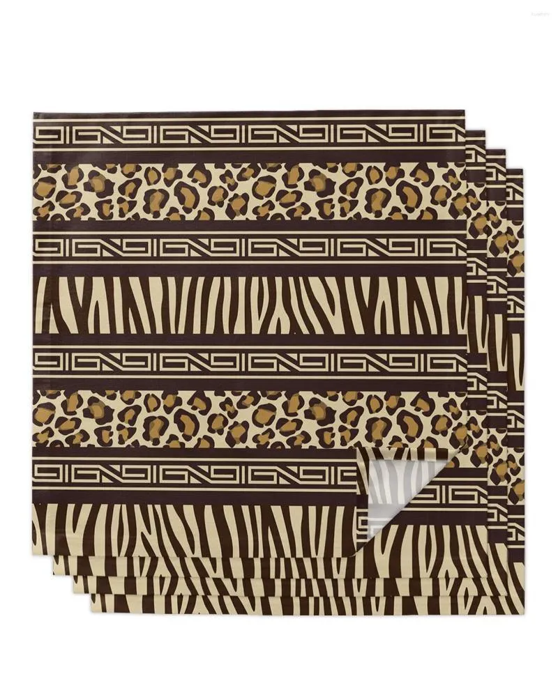 Table Napkin 4pcs Africa Wild Leopard Skin Stripes Square 50cm Wedding Decoration Cloth Kitchen Dinner Serving Napkins