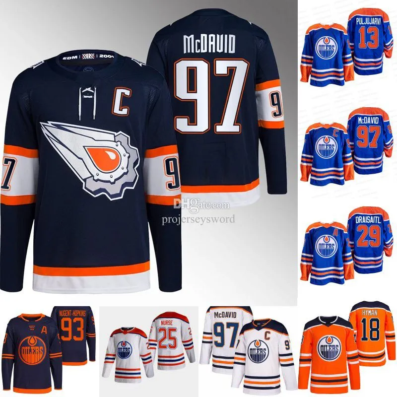 CUSTOM Edmonton Connor McDavid Oilers Jersey Wayne Gretzky Leon Draisaitl Jesse Puljujarvi Darnell Infirmière Jack Campbell Evander Kane Ryan Nug