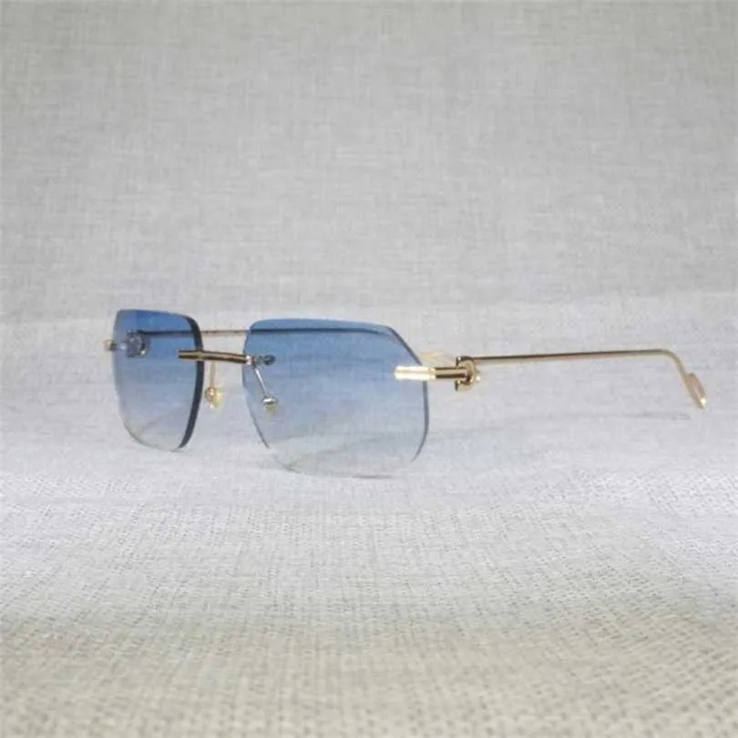 20% rabatt för 2023 Luxury Designer Solglasögon Vintage Rimless Square Men Oculos Lens Shame Shade Metal Frame Clear Glasses For Reading Gafas Women Outdoor 1130