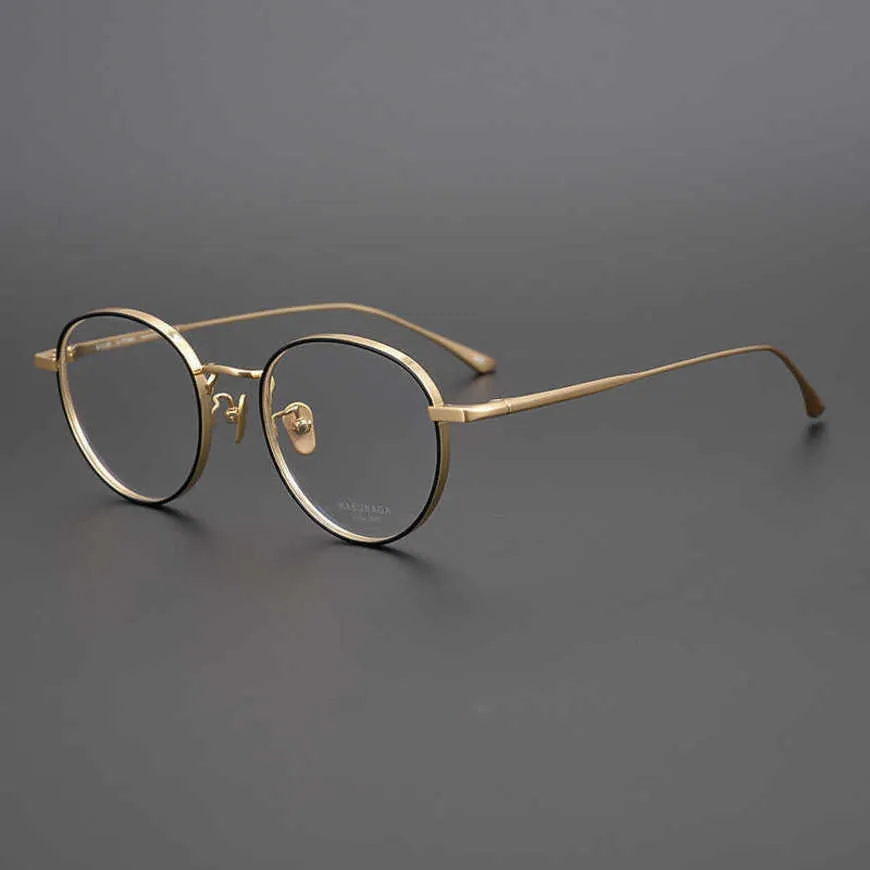 럭셔리 디자이너 고품질 선글라스 20% 할인 된 높은 아름다움 섬세한 스타일 골드 순수 티타늄 고급 안경 둥근 두꺼운 큰 프레임 작은 얼굴