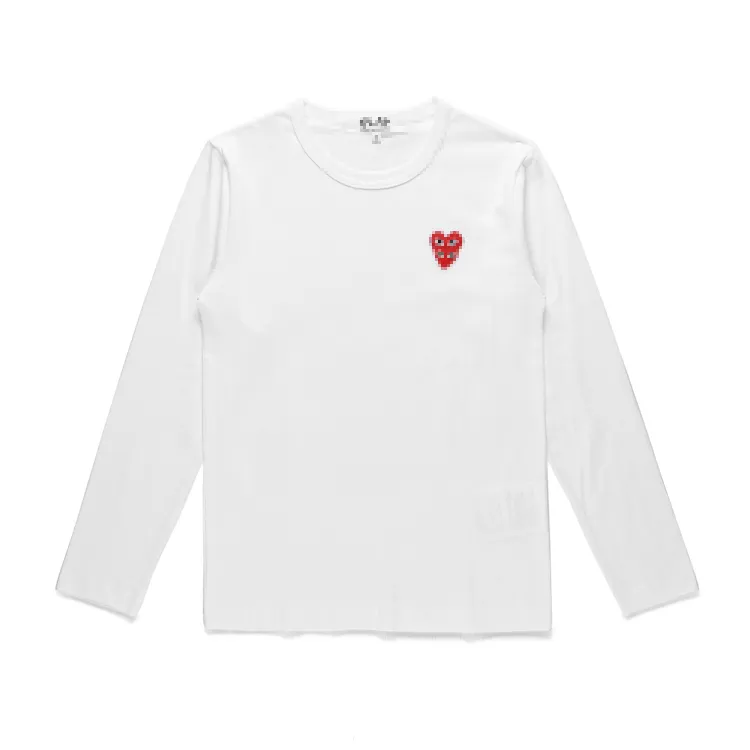 Designer TEE Men's T-shirts CDG Com des Garcons Play Long Sleeve Red Double Hearts T-Shirt Unisex White Streetwear Size XL
