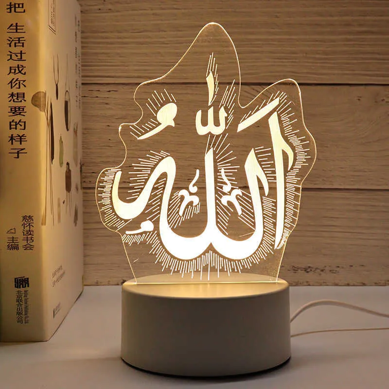 Night Lights Eid Mubarak 3D Lamp Acrylic LED Night Light Ramadan Decorations for Home Bedroom Ramadan Kareem Islamic Muslim Eid Al Adha Gift P230331