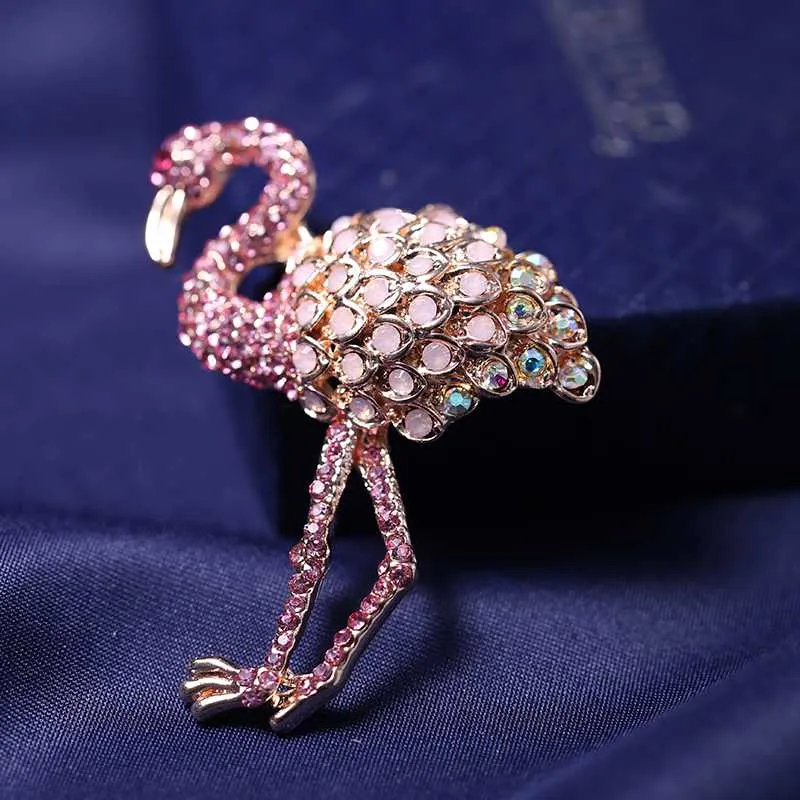 Flamingo Brooch Pin Fashionable Beadsland Alloy Inlaid Rhinestone