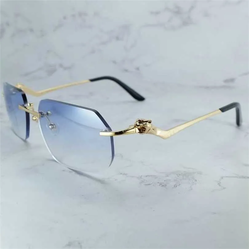 10% OFF Luxury Designer New Men's and Women's Sunglasses 20% Off Panther Mens Rimless Polygon Vintage Glasses Retro Shades For Women Cool Decoration Eyewear