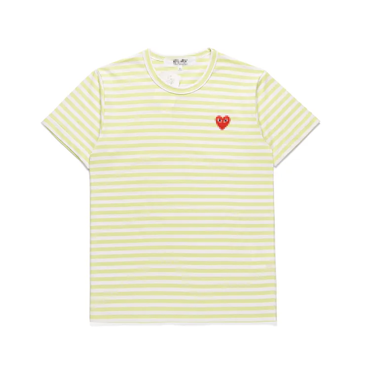 Designer TEE T-shirts pour hommes CDG Play COM Des Garcons Chemise rayée ROUGE Coeur Jaune Blanc Taille XL tee