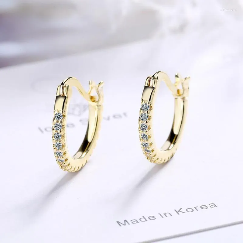 Boucles d'oreilles créoles Huggie Simple pour femmes 925 bijoux en argent Sterling brillant Zircon or boucle d'oreille charme dame accessoires de fiançaillesHoop Odet22