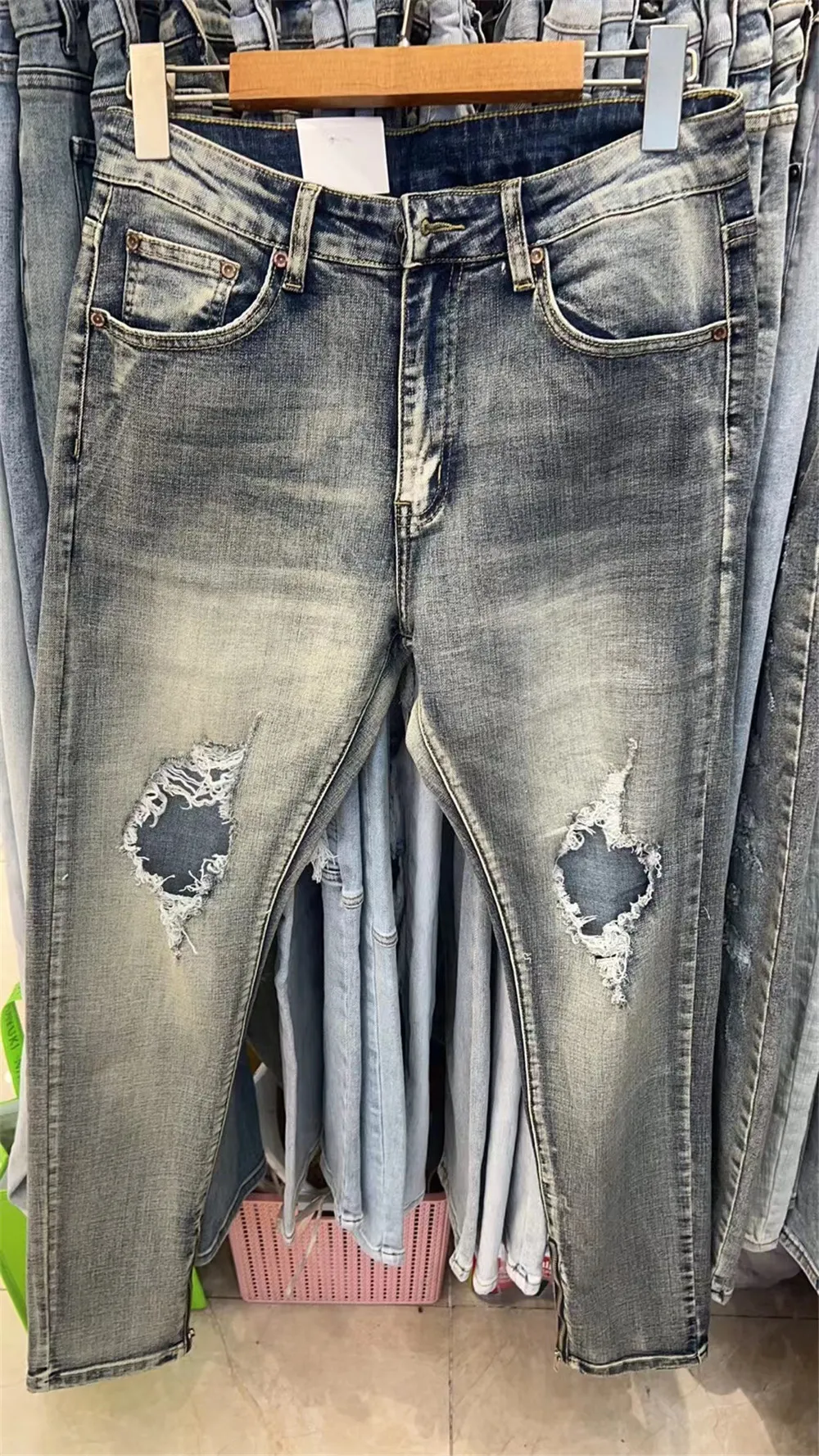 Logeqi Baby Blue Ripped Jeans Logeqi Jeans TikTok Shop