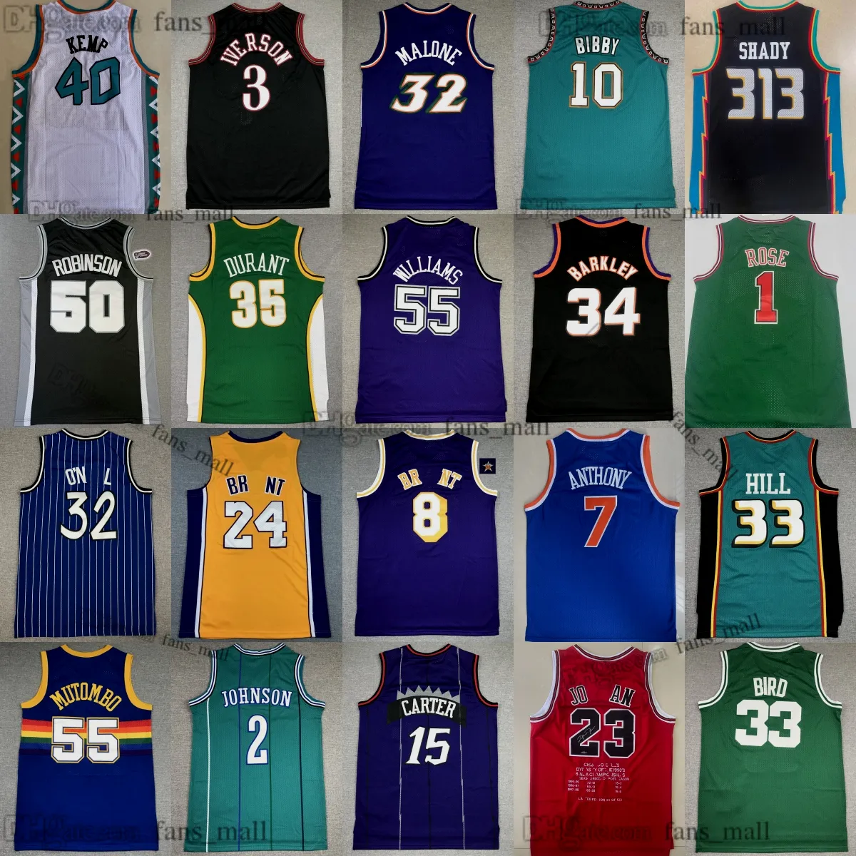 Larry Bird Jersey Mitchell och NS basket Allen Iverson Dennis Rodman Charl Barkley Vince Carter Carmelo Anthony Kevin Durant Garnett Alonzo Mourning