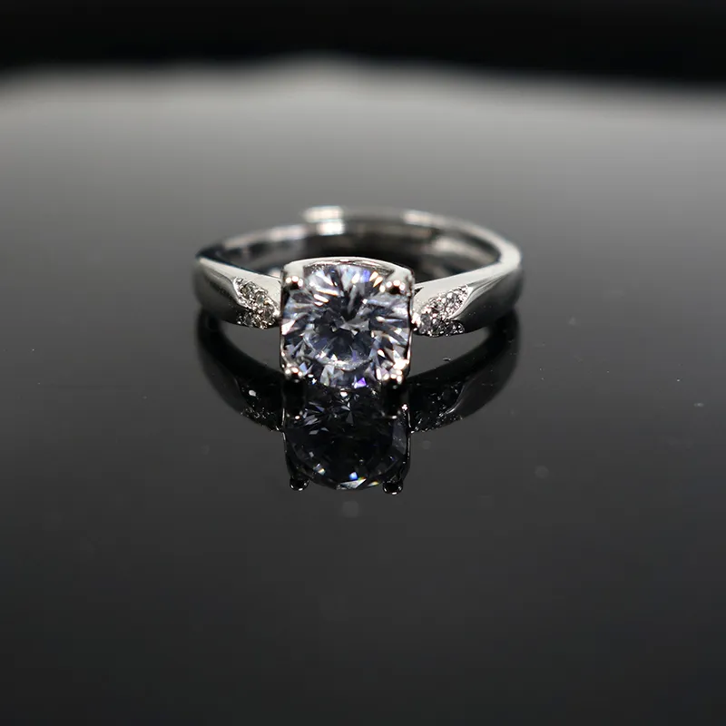 1CT% 100 Moissanit Nişan Yüzüğü Kadınlar için S925 STERLING Silver Lab Diamond Promise Wedün Bandı Takı