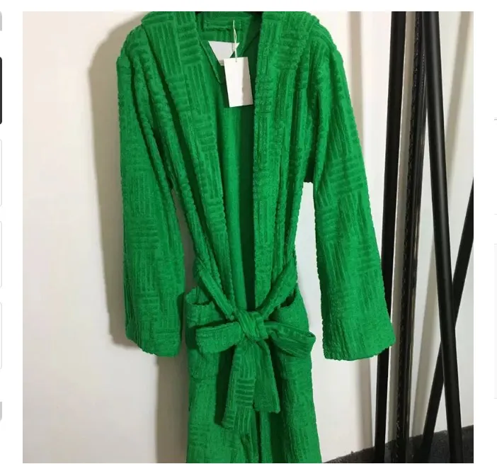 shower robe Mens classic cotton bathrobe men and women sleepwear Green warm bath robes home wear unisex bathrobes