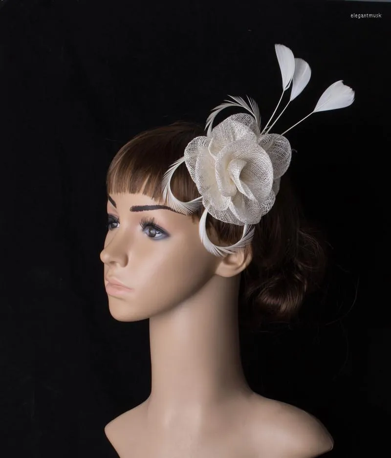 Headpieces brud gifta sig med fascinator hattar hårklipp vita eller mer färg bröllop huvudbonader för eleganta kvinnliga festtillbehör myq094