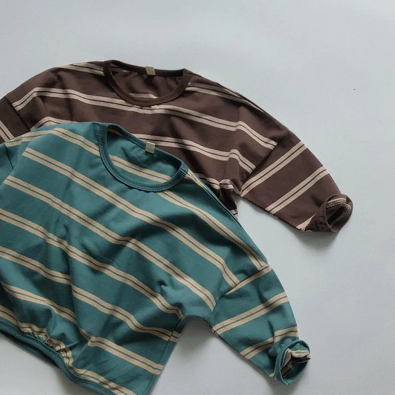 T-shirts Frühling Herbst Kleinkind Baby Mädchen Jungen Gestreiften Langarm T-shirt Kinder Kleidung Japan Koreanischen Stil Kinder Baumwolle Pullover 230327