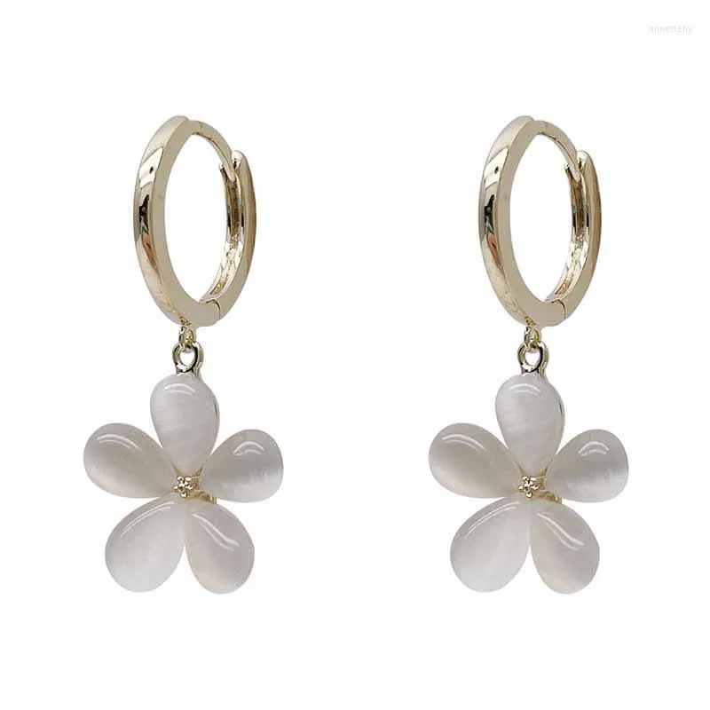 Boucles d'oreilles à tige tempérament opale pétale personnalité lumière luxe niche 2023 femmes bijoux livraison directe