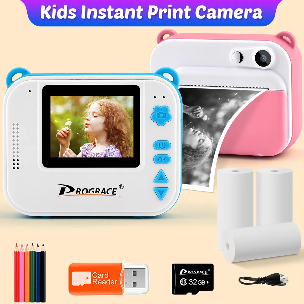 Toy Cameras Child Camera Instant Print Kid Po Camera Digital Thermal Printing Camera Children Video Camera Printer Toy For Girls 230325