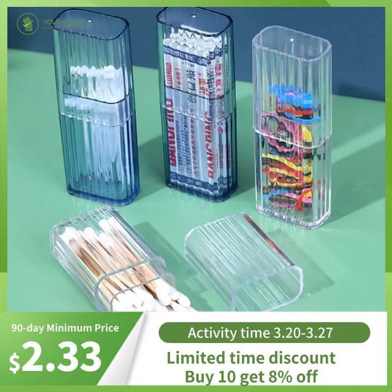 Storage Boxes Bins Portable Transparent Mini Storage Box Travel Toothpick Cotton Swab Box Simple Small Object Band-aid ification Finishing Box P230324