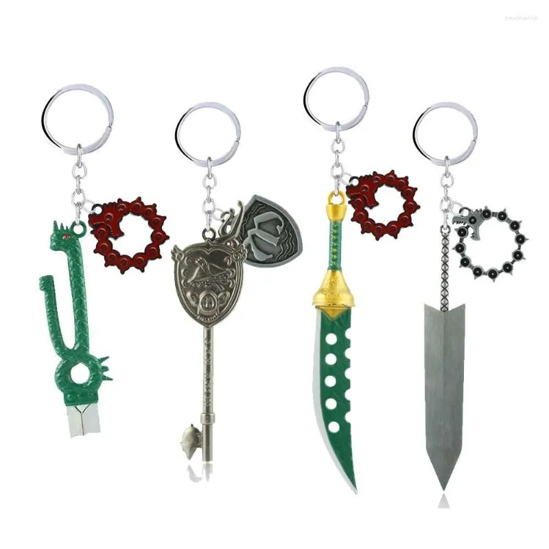 Keychains Os Sete Pecados Capientes Chave de Chave de Anime Chaves Lostbane Holder de espada Pingente charme de metal jóias