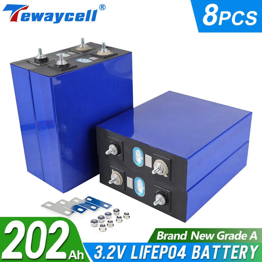 8PCS 200AH LifePO4バッテリー3.2Vリチウム鉄リン酸セル12V 24V 48V太陽エネルギーに適し