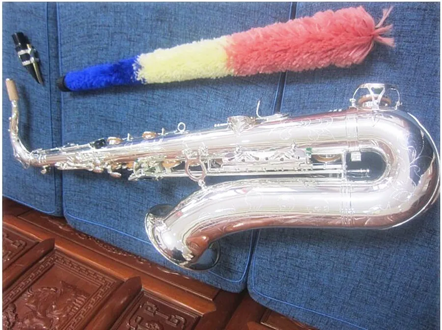 Zupełnie nowy saksofon tenorowy Wysokiej jakości Sax T-W020 Professional BB Sax Brass Silver Srebrny instrument muzyczny Sax z obudową