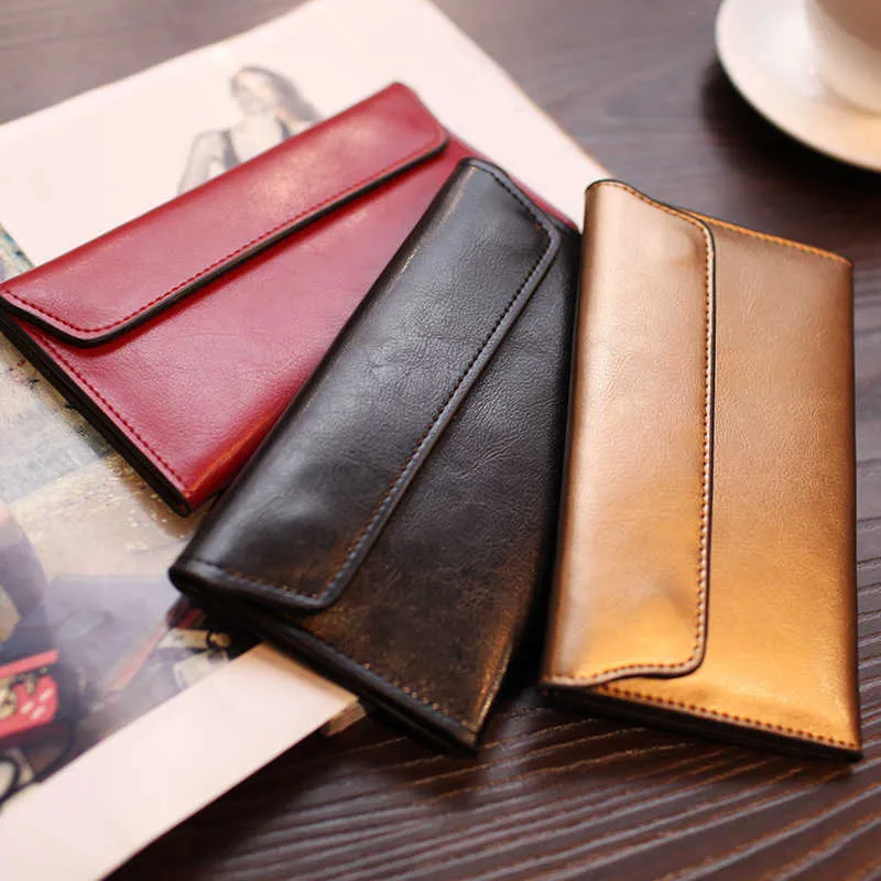 Plånböcker äkta läder kvinnor plånbok långstil mode damer koppling plånböcker lyxig röd designer hasp pengar väska kort hållare telefonväska g230327