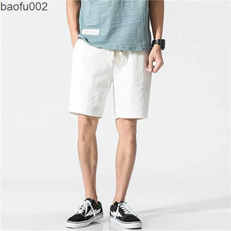 Men's Shorts Shorts Men Cotton Linen Casual Shorts Mens Sweat Pants Summer Breathable Comfortable Drawstring Soft Shorts Men Streetwear Pants W0327
