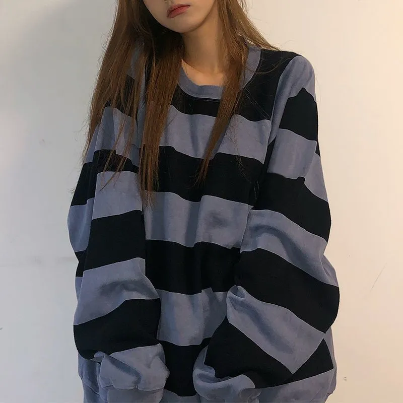 Kvinnor Hoodies Sweatshirts Houzhou Harajuku Long Sleeve Streetwear Eesthetic Korean Fashion Pullover Vintage Hippie Oneck Overdized Clothes Kpop 230327