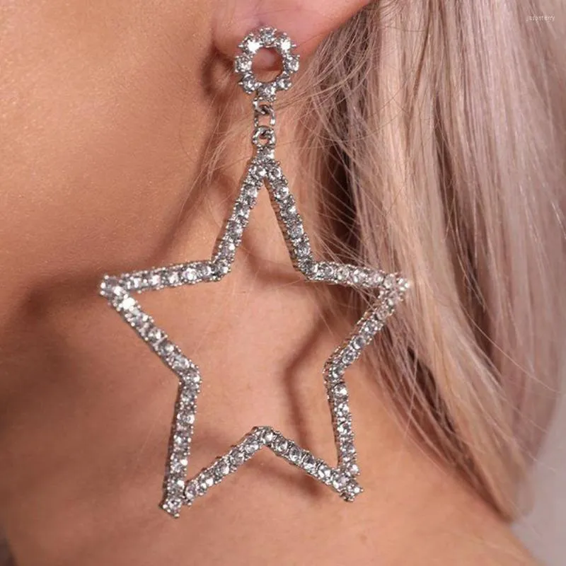 Boucles d'oreilles pendantes creuses tendance Simulation cristal longue femme Vintage brillant Arc barre fil gland goutte cadeaux