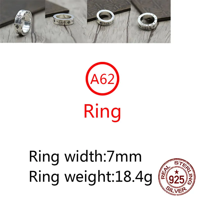 A62 S925 Sterling Silver Ring Fashion Retro Persoonlijkheid Skull Cross Flower Letter Net Rood veelzijdige punkstijl sieraden cadeau voor minnaar