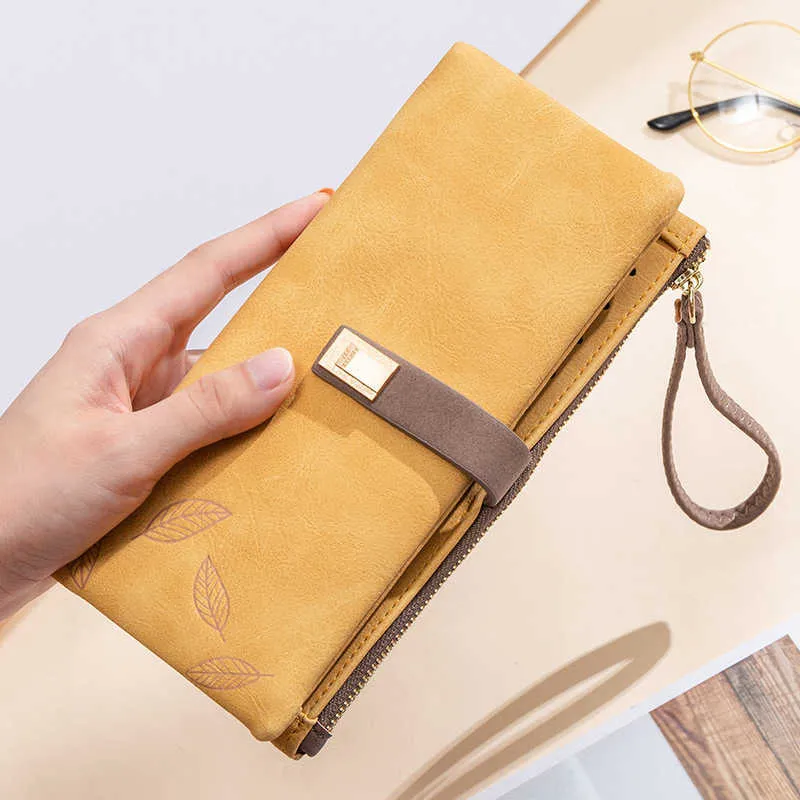 Wallets 2021 Fashion Wallet Women Big Female Purse Long Brand Designer Ladies Wallet Yellow Large Women Coin Purse Money Bag Girl Walet G230327