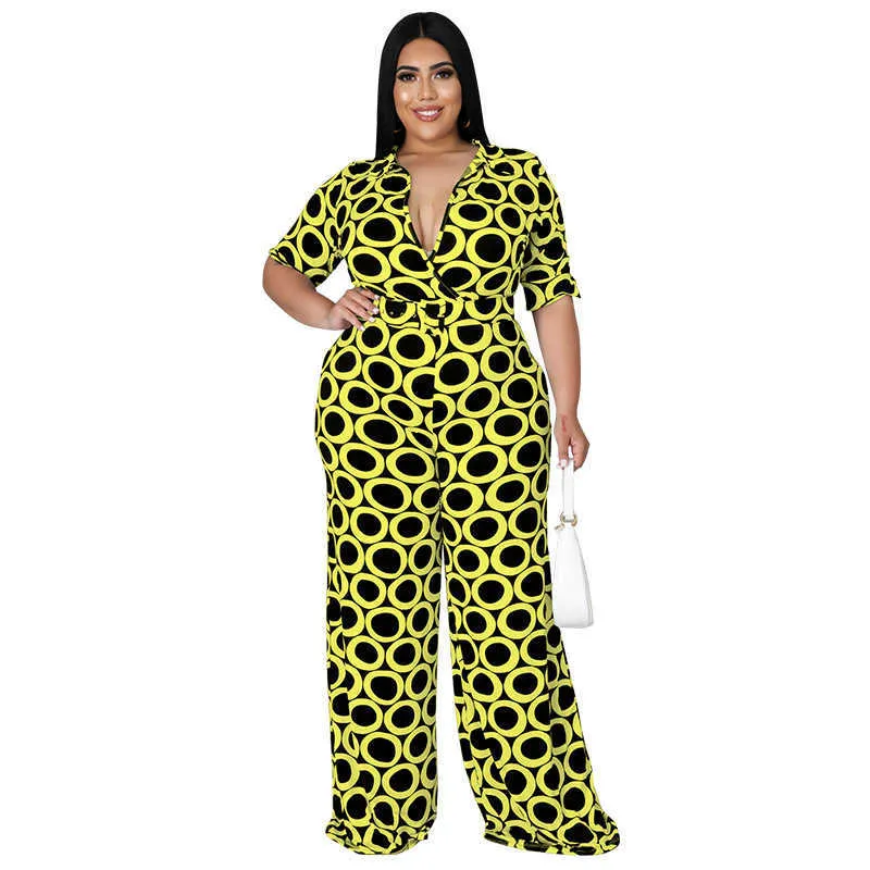 2024 New women's large Plus size fashion pantsuit new fashion holiday casual printed multicolor Jumpsuit XL -5XL