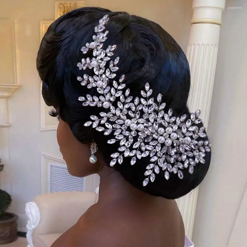 Headpieces Elegant Tiara Headwear Wedding Hair Comb Women's Fashion Accessories Rhinestone Headband Bridal Taira Women Headdress